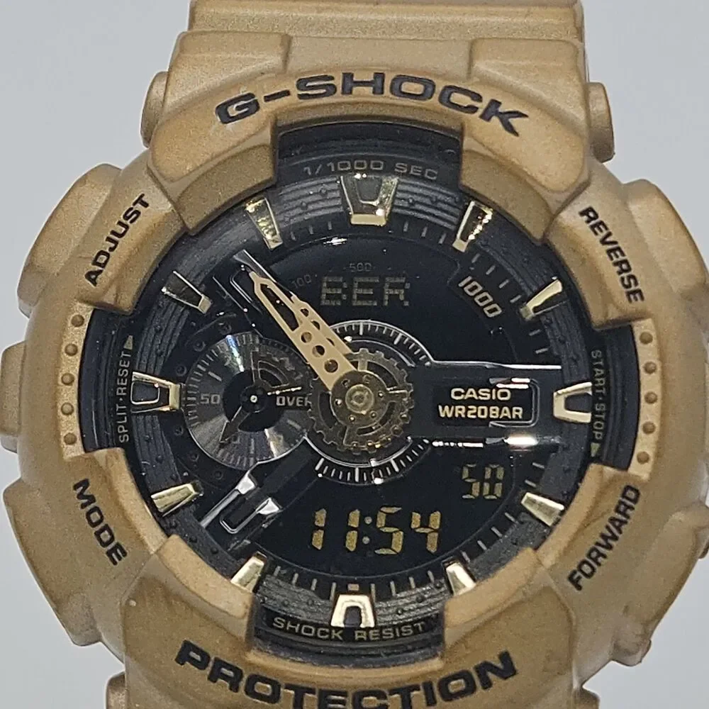 Casio G-Shock GA-110GD-9B Gold Black Mens Analog Digital Watch 5146 Tested